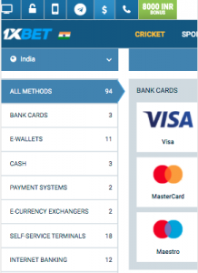 1xbet payment options