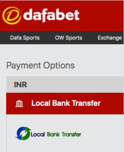 dafabet India deposits