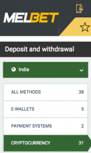 melbet deposit methods India