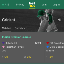 bet365 cricket betting events
