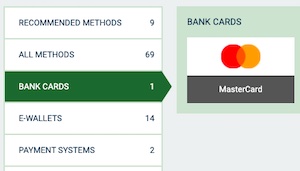 Melbet credit card deposit interface