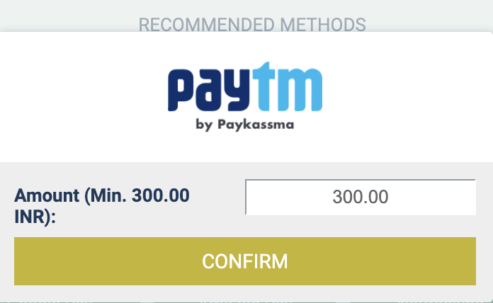 betwinner paytm deposits India 