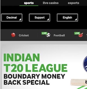 Betway T20 Boundary Money Back Special