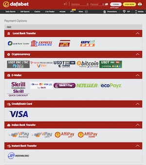 dafabet payment methods