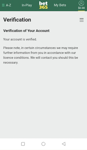 bet365 account verification