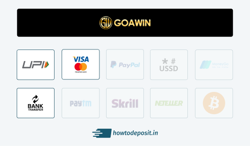 goawin deposit methods upi credit card and bank transfer